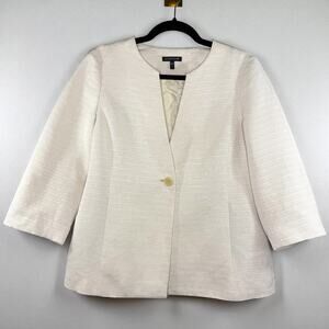 Eileen Fisher Cream Blazer‎ Jacket S Textured Minimalist Workwear Quiet Luxury